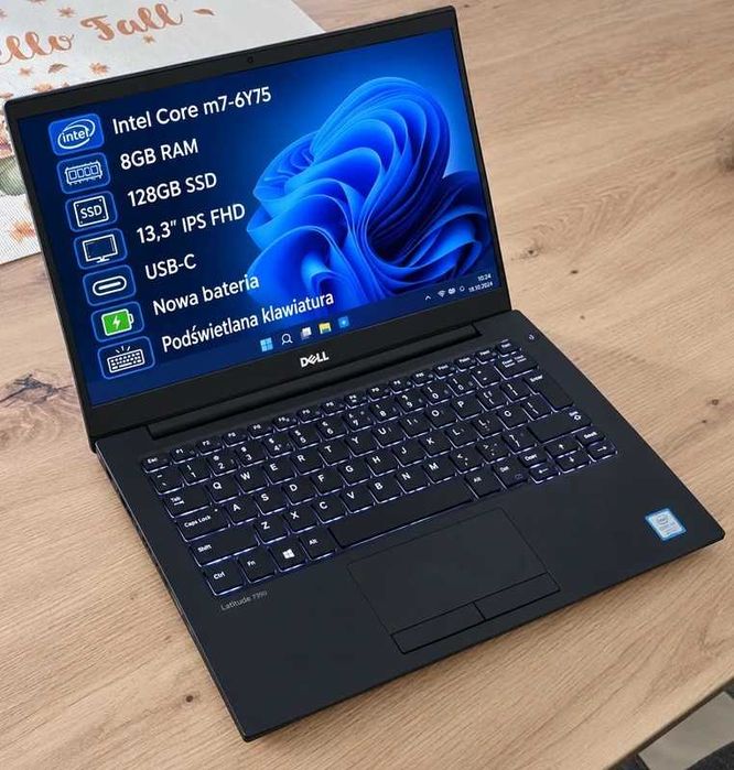 Dell Latitude 7370 13,3" IPS FHD Intel Core m7 8GB ram 128GB ssd nowa bateria 3h win11