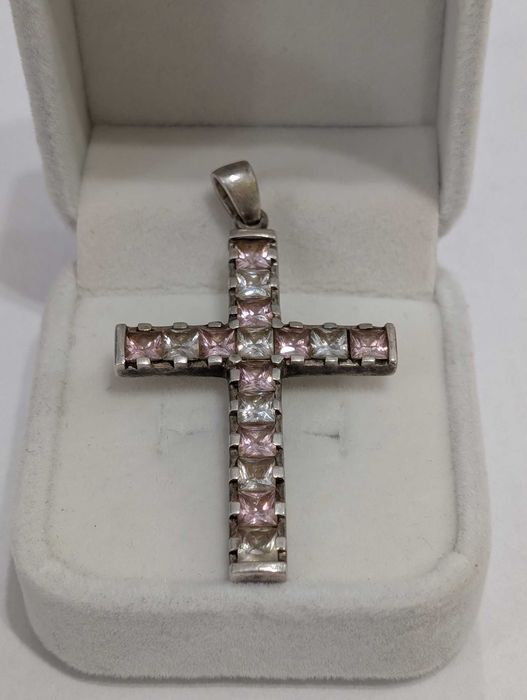 Srebrna zawieszka - krzyż 925 9,18 g dł. 52 mm
