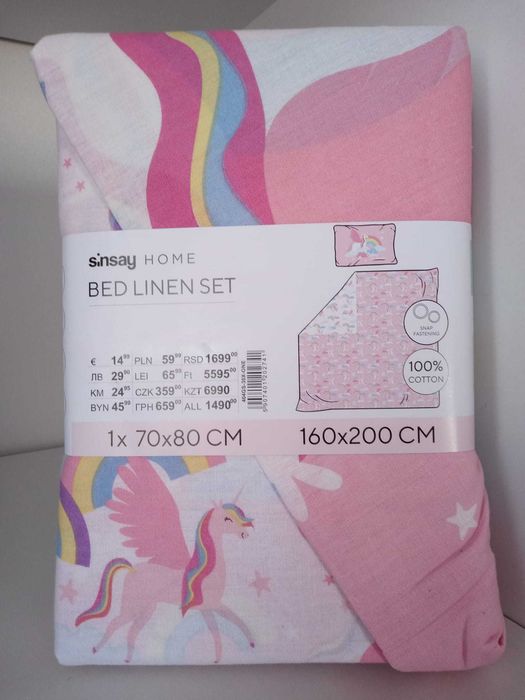 Pościel dla dziewczynki w jednorożce 160x200 bawełna 100%