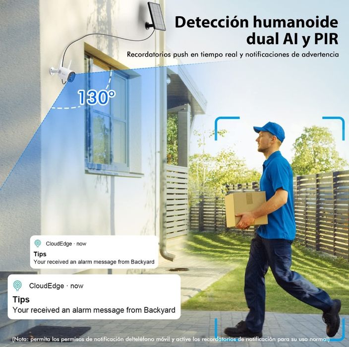 Câmara de vigilância WiFi exterior solar 2K HD