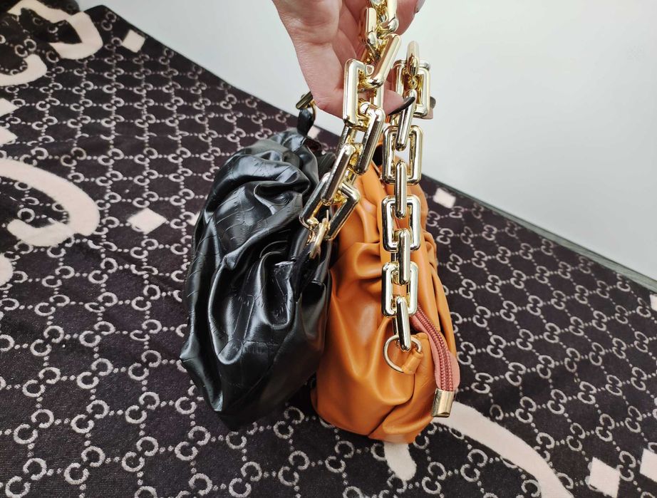 Torebka damska baguette. Karmel, czarny. NOWA. Prezent Mikołaj Święta