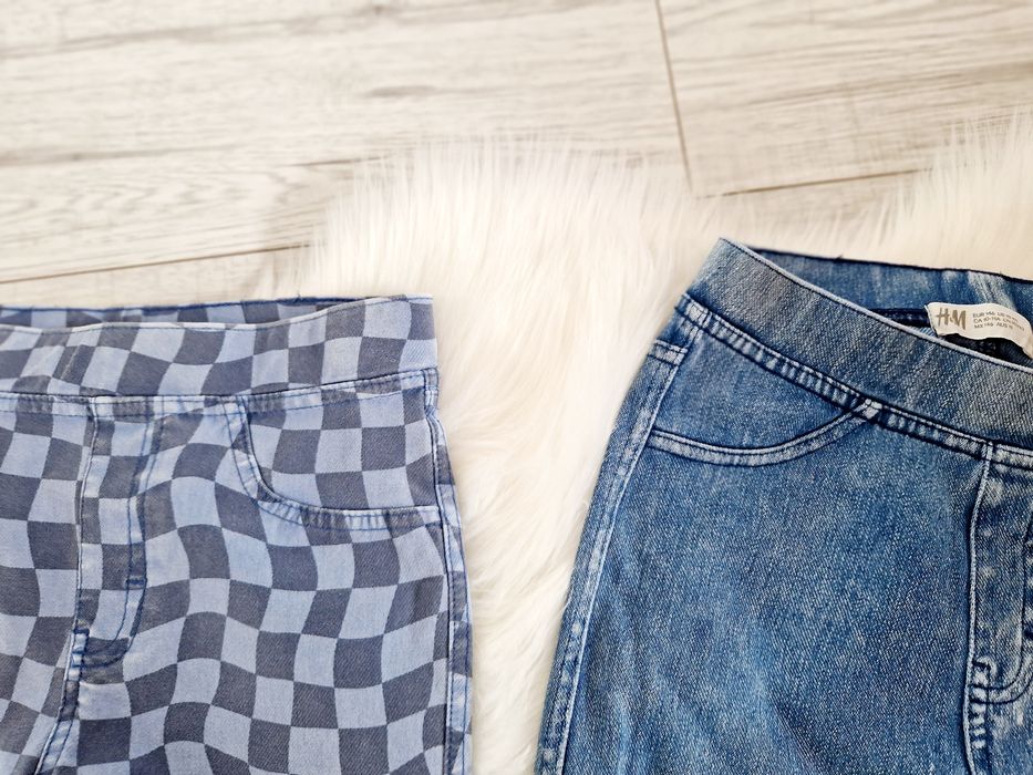 Spodnie treginsy dzwony jeansy flare wide legs boho płaszczyk sweter