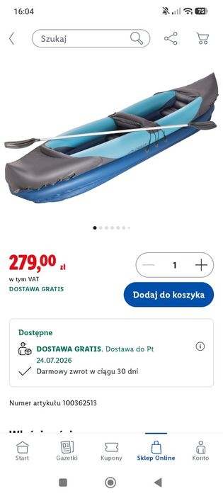 Nowy kajak dwuosobowy