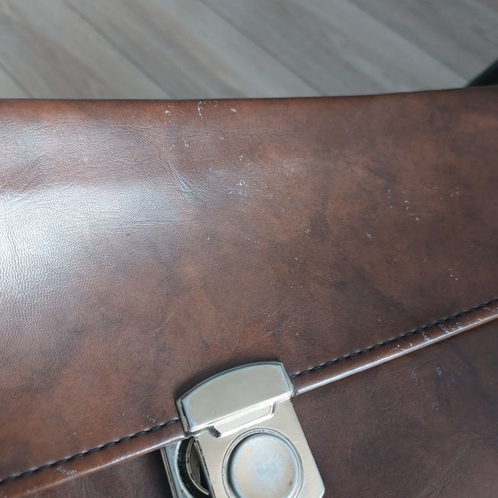 Teczka skórzana aktówka brązowa USA vintage
