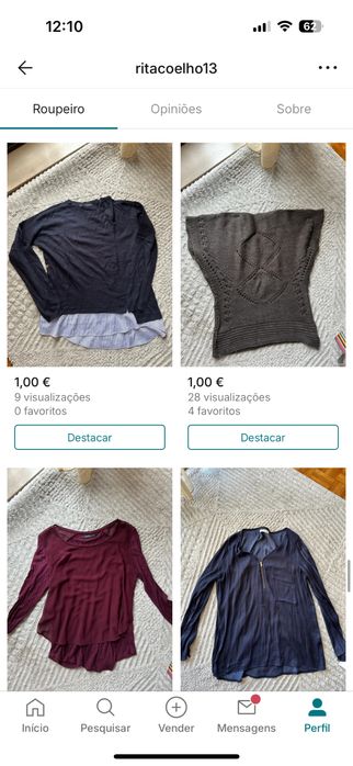 Caixa com 60 peças de roupa