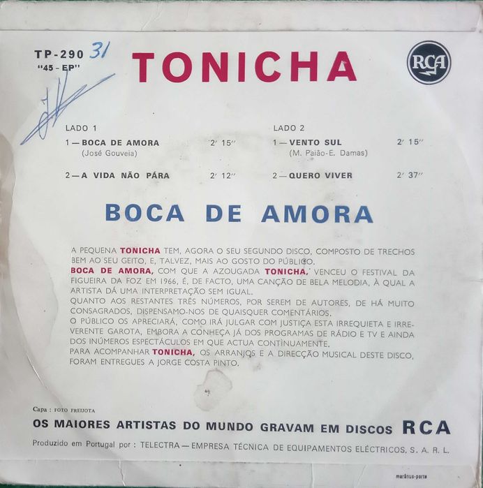 Tonicha	- - - - -	Boca de Amora	- - - - -	EP