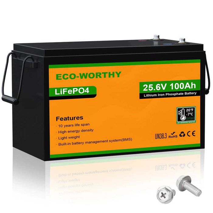Акумулятор lifepo eco-worthy 24v 100ah, захист BMSб низьких температур