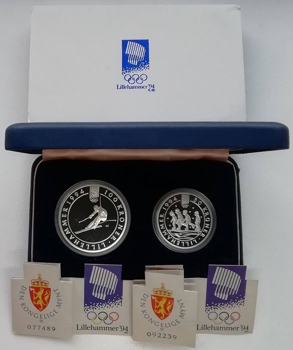 Норвегія набір 50+100 крон 1993р. СРІБЛО. ПРУФ. Олімпійські ігри !