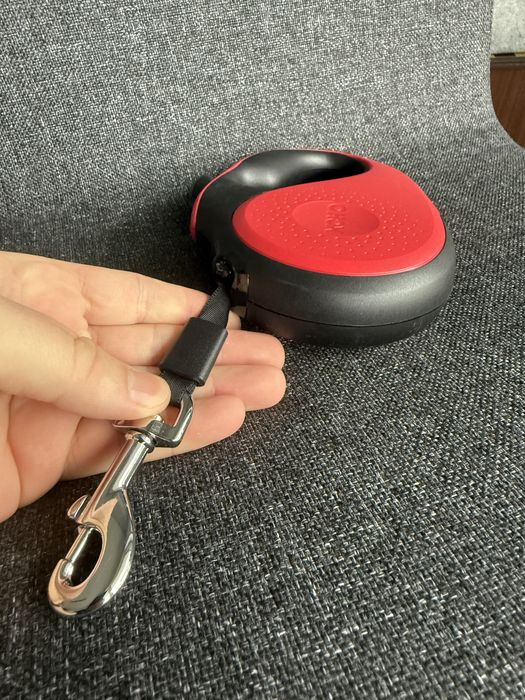 Smycz automatyczna 5 m czerwono-czarna + etui | S M L | nowa tasma