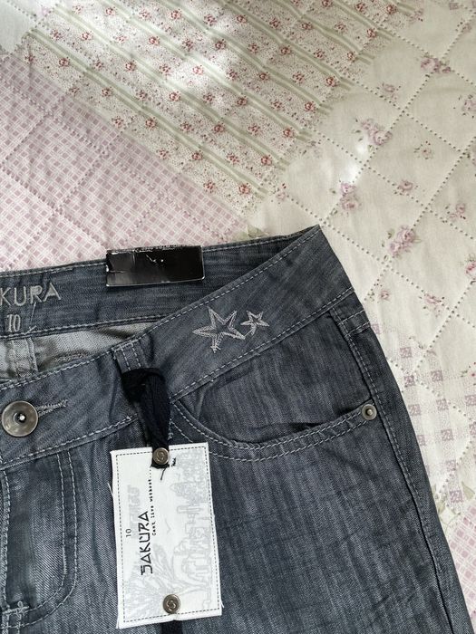 Szare szerokie jeansy dzwony M 38 sakura vintage 00s y2k nowe niski stan