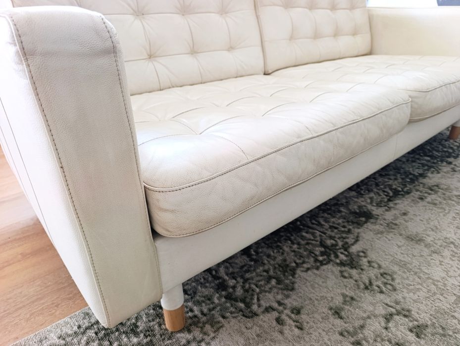 Sofá IKEA LANDSKRONA 3 Lugares – Pele Branca – Excelente Estado