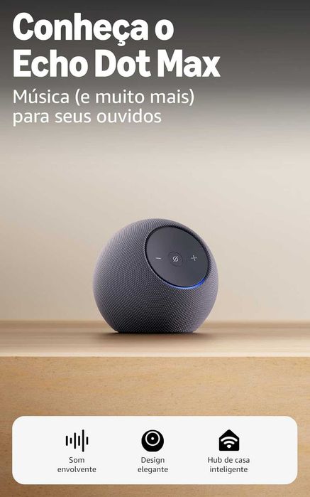 Amazon Alexa com som ambiente - Echo Dot Max (Branco, Preto e Roxo)