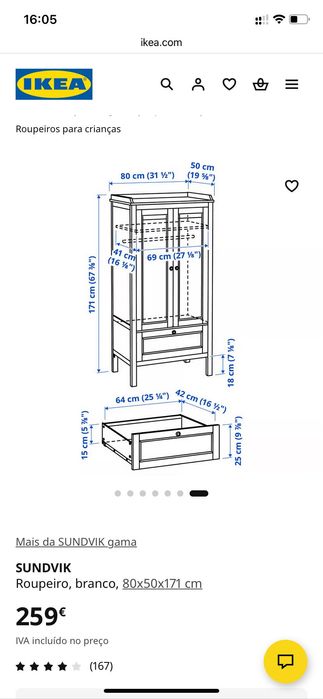 Roupeiro Criança Branco IKEA