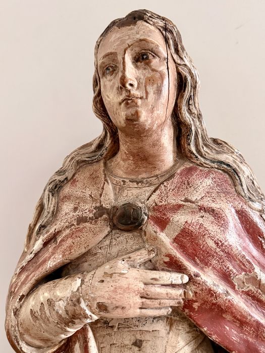 Muzealna Rzeźba Gotycka 93 cm Maria Magdalena Drewno Lipowe XV/XVI wiek Unikat Kolekcjonerski Sacrum Haute Epoque Rzadki Stan Zachowania As Found  Top