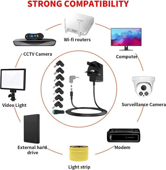 Uniwersalny zasilacz AC/DC 12V 2A 9 końcówek 227