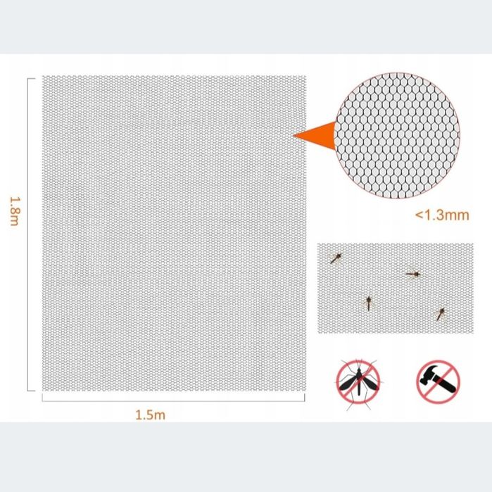Moskitiera do okna 150 cm x 180 szara
