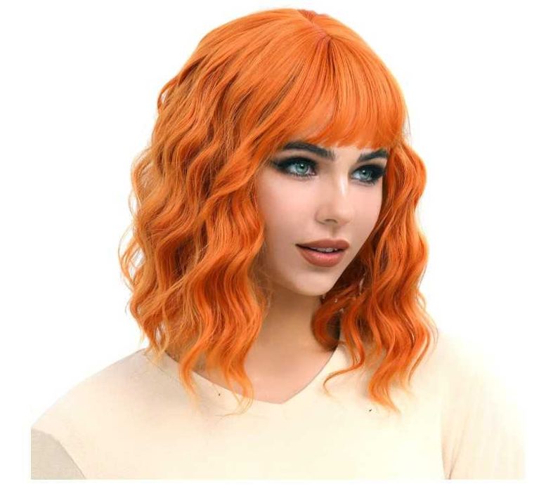 Damska peruka, kręcone włosy długość 14" kolor rudy