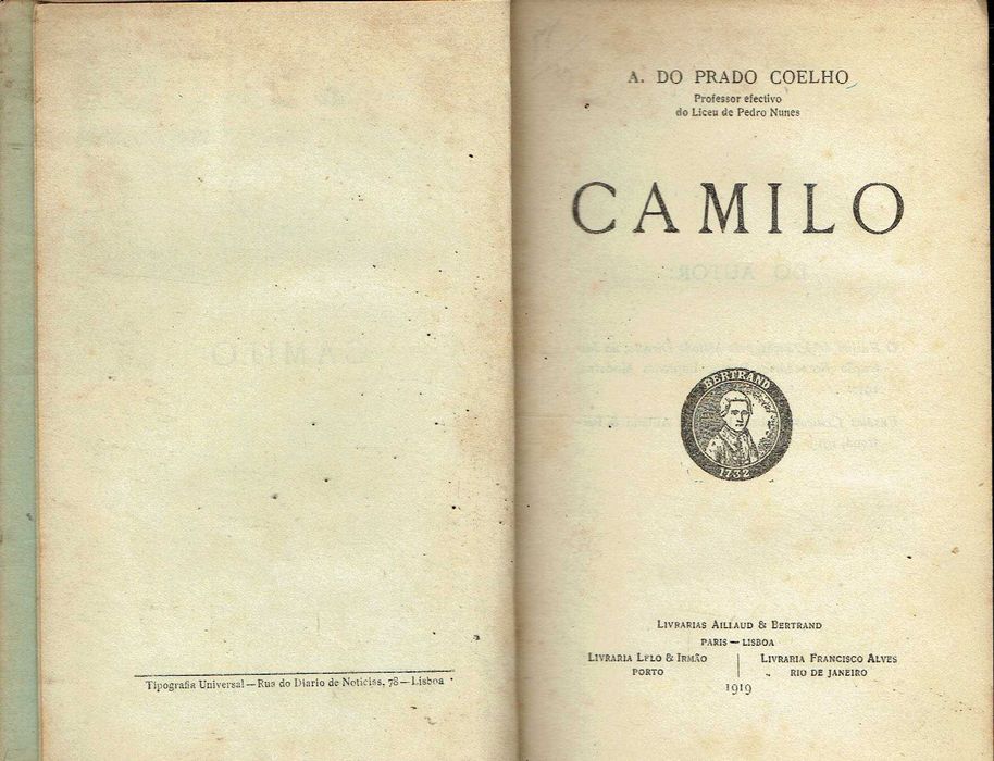 7339  Camilo por A. Prado Coelho  Livraria Aillaud & Bertrand - 1919