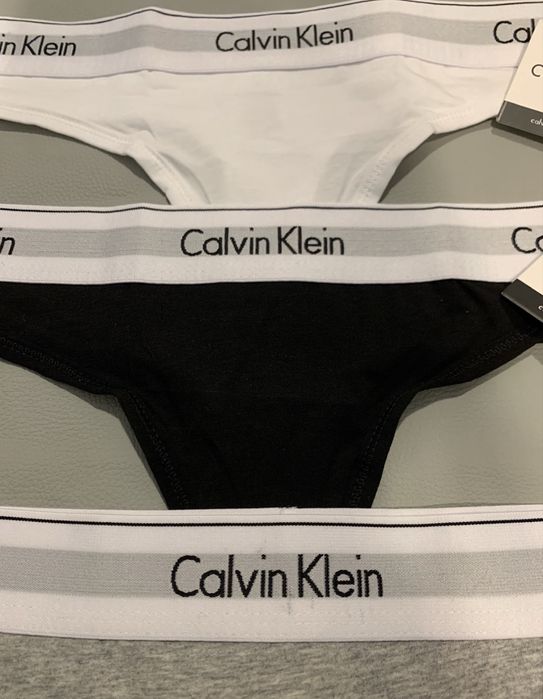Stringi Klein CK trojpak białe czarne szare nowe r. S
