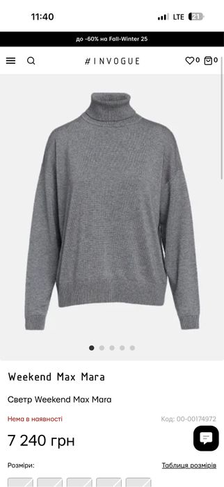 Weekend max mara светр кашемір cos
