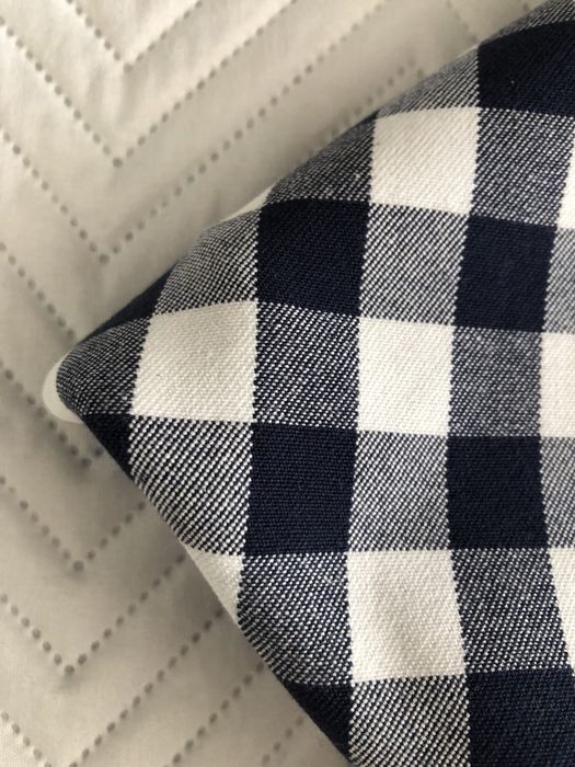 materiał bawełna biało granatowa kratka Ikea 148x196