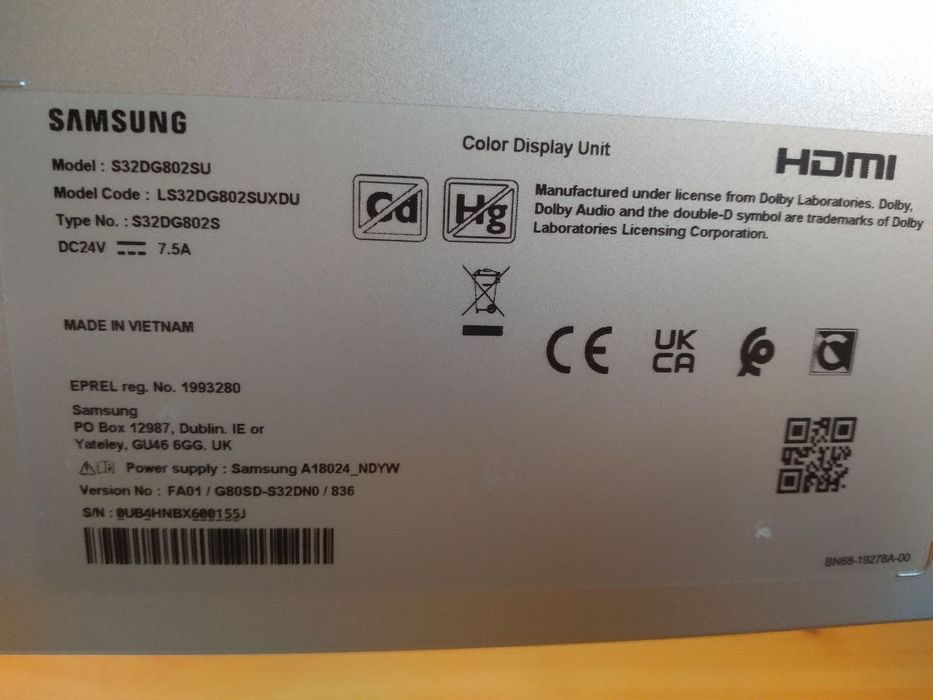 Monitor SAMSUNG Odyssey OLED G8 S32DG80 32'' 4K