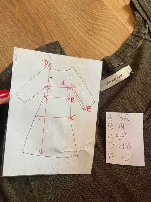 Len  l xl 42 +size braz khaki organic midi lekka sweterkowa sukienka