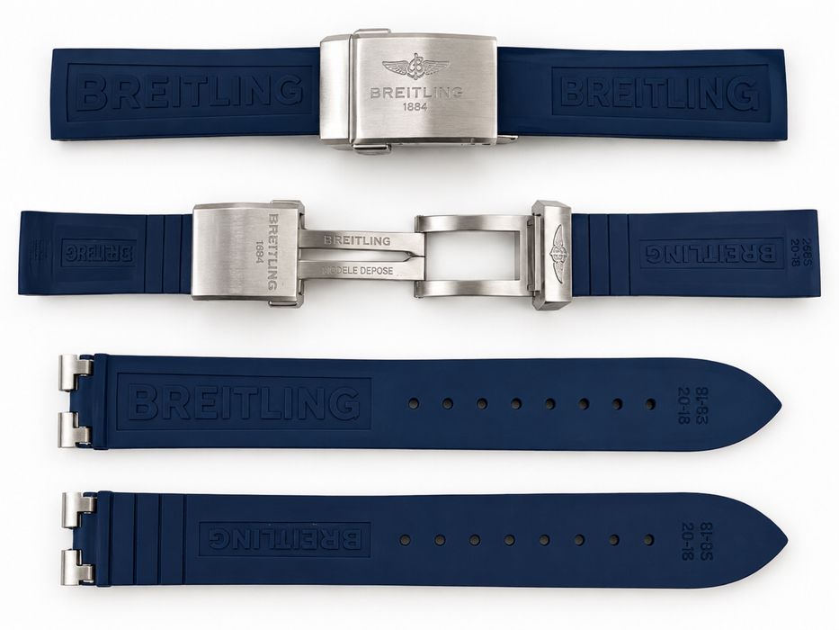 Breitling oryginalny pasek kauczukowy 20 mm + zapięcie motylkowe mikroregulacja