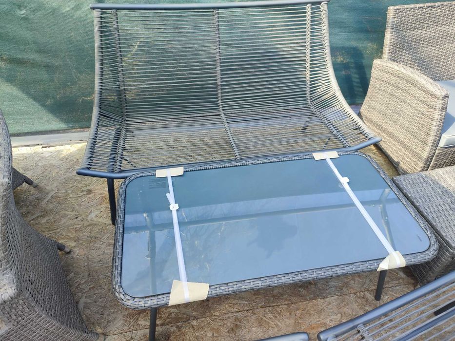 Meble Ogrodowe Venus Sofa 2 Fotele Stolik Technorattan