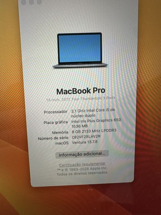 Macbook pro  13 2017 , SSD 512 GB