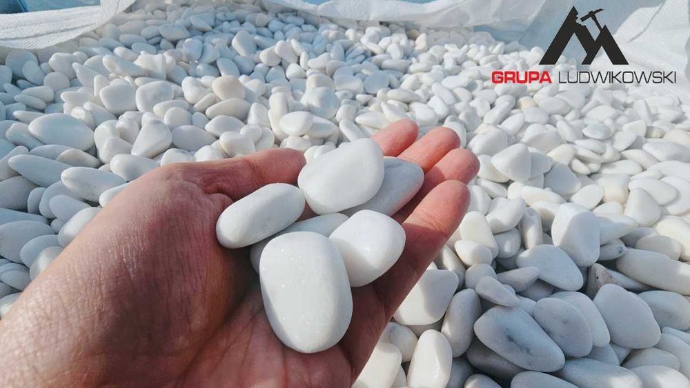 Otoczak Thassos biały marmur White Carrara śnieżnobiały ogrodowy