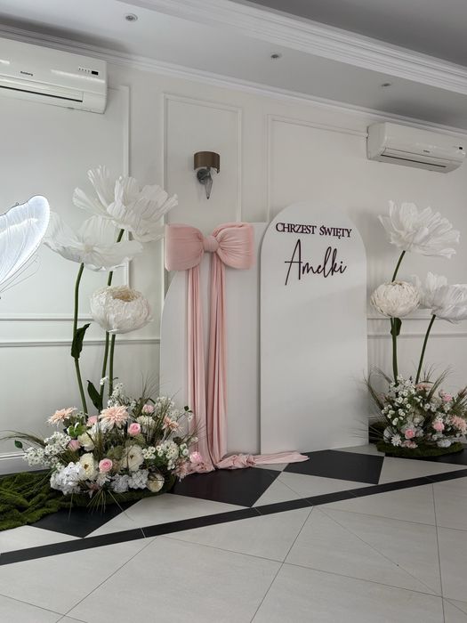 Dekoracje komunia chrzest święty ścianka do zdjęć kwiatowa wesele ślub