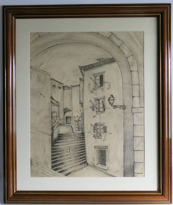 Quadro com pintura de Lisboa 73 cm