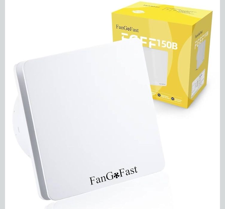 FanGoFast Wentylator łazienkowy, 150 mm, cichy, z klapą zwrotną,