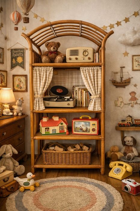 Regał rattan i bambus wspaniały masywny i stylowy