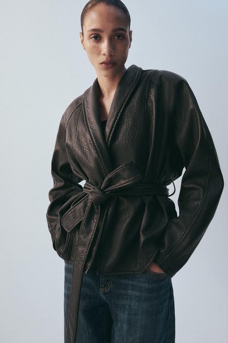 Шкірянка косуха Zara, нова з біркою, темно коричнева Xs
