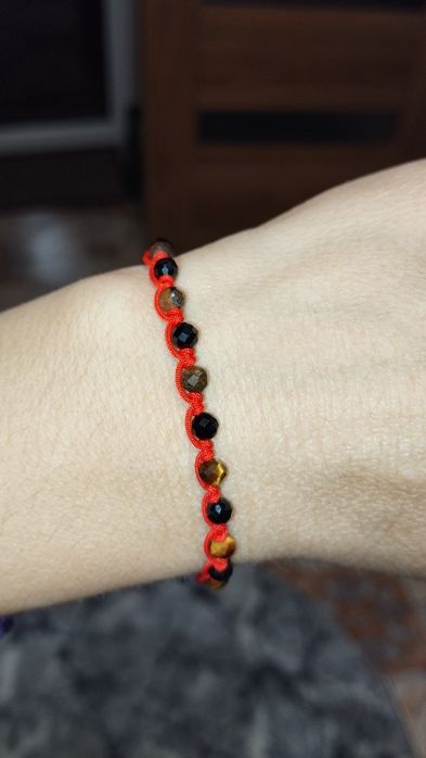 Bransoletka z kamieni naturalnych turmalin, tygrysie oko