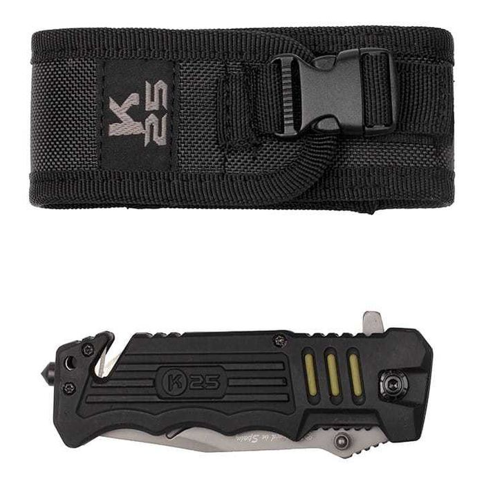 Nóż składany ratowniczy K 25 survivalowy taktyczny pokrowiec N-356A