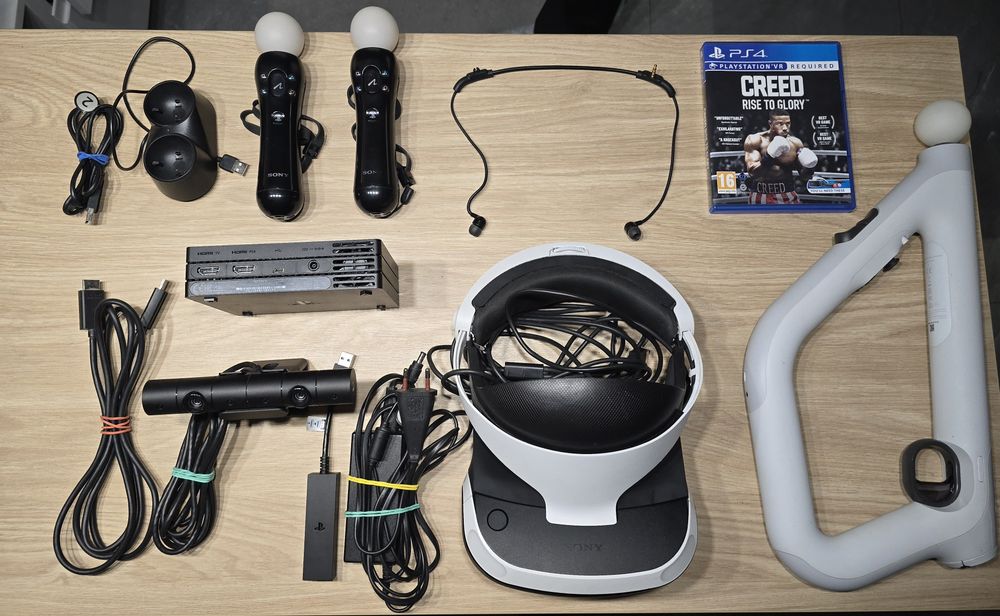 Bogaty Zestaw PlayStation VR (PSVR V1) + Aim Controller + Adapter PS5