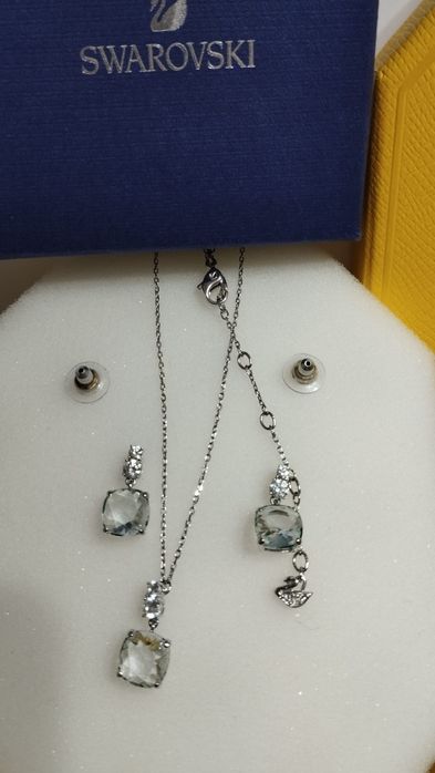 Swarovski zjawiskowy Oryginalny kolczyki naszyjniki zestaw duże oczko