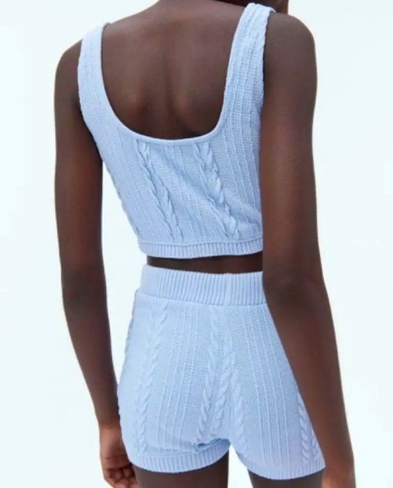 Dzianinowy crop top z warkoczowym splotem Zara 40 L