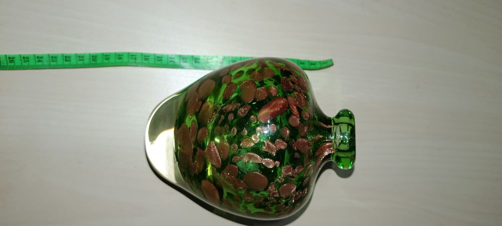 Vaso de Vidro Artístico Italiano Crisalcor – Verde com Detalhes Metáli