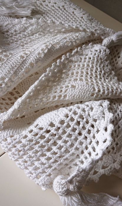 Шикарная белоснежная скатерть вязаная крючком хлопок 170#160см