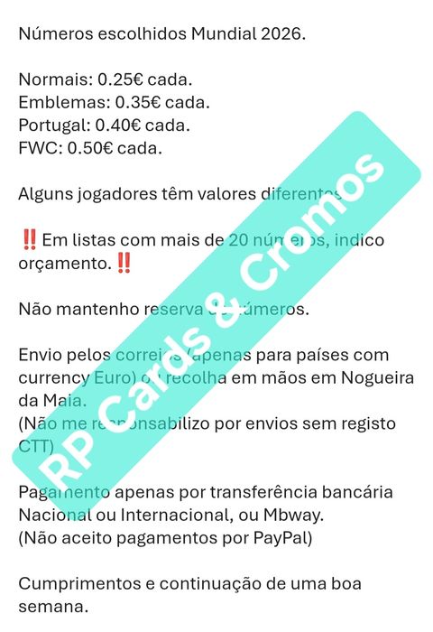 Colecção completa de Cromos Mundial 2026