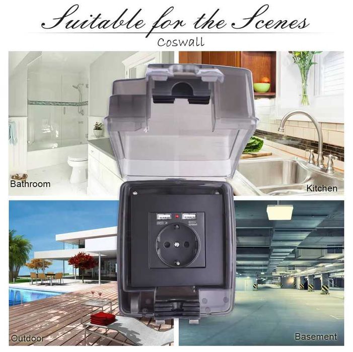 Зовнішній захисний бокс для розетки IP66