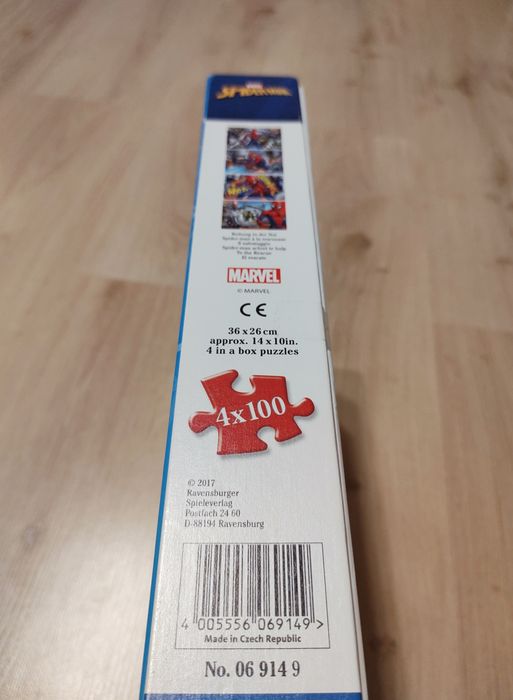 Nieużywane puzzle Spider-Man / Marvel (4 x 100 elementów)