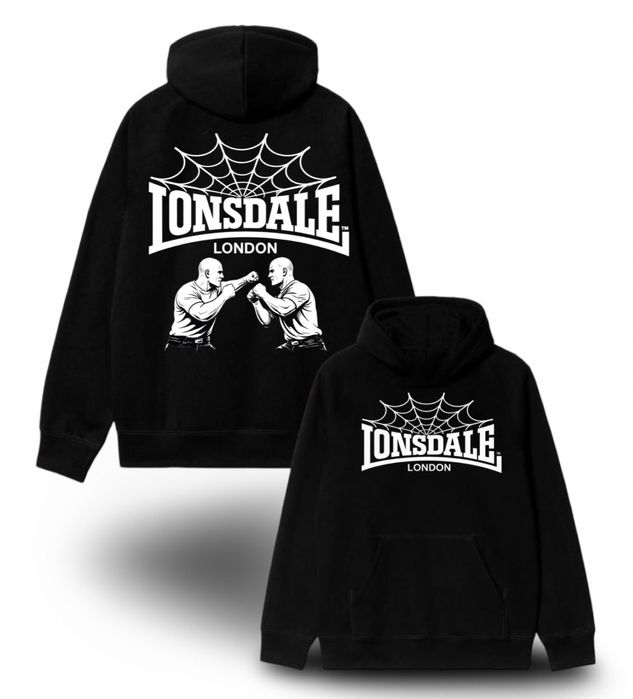 LONSDALE★ボクシングガウン バスローブ ワッペン パイル系タオル 黒 M Худи Lonsdale London Fight Logo черное лонсдей кофта толстовка: 1