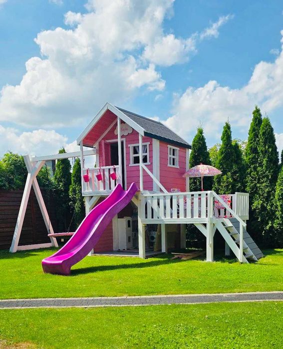 Plac zabaw dla dzieci domek drewniany kantówka 10x10