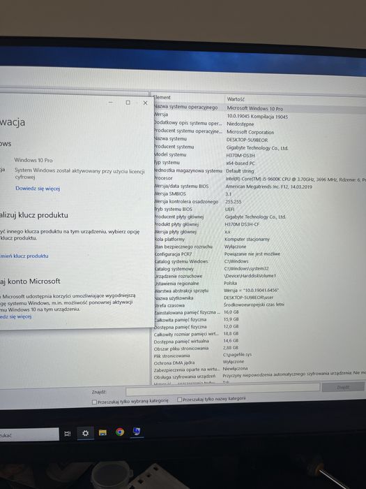 Komputer gamingowy rtx 2070, windows 10 pro, i5 9600k, 16gb ram