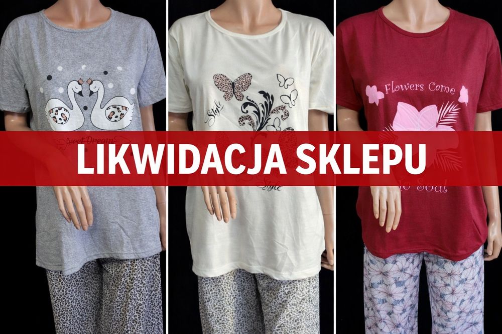 3x pizama damska r 3xl duże pizamy rozmiary bawełna